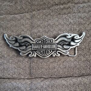 Harley-Davidson Black and Silver Winged Belt Buckle